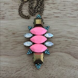 J.Crew vintage pendant necklace.. pink stones